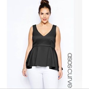 ASOS Curve Peplum Scuba Top w/ V-Neck